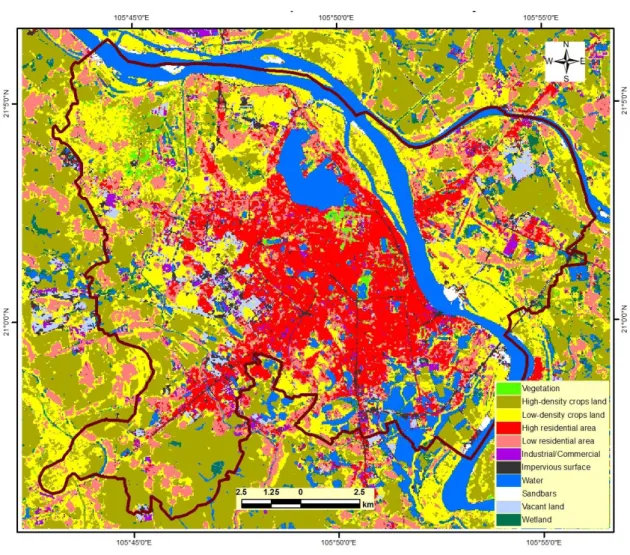 Figure 3: Land use land cover map of Hanoi inner city in 2007 