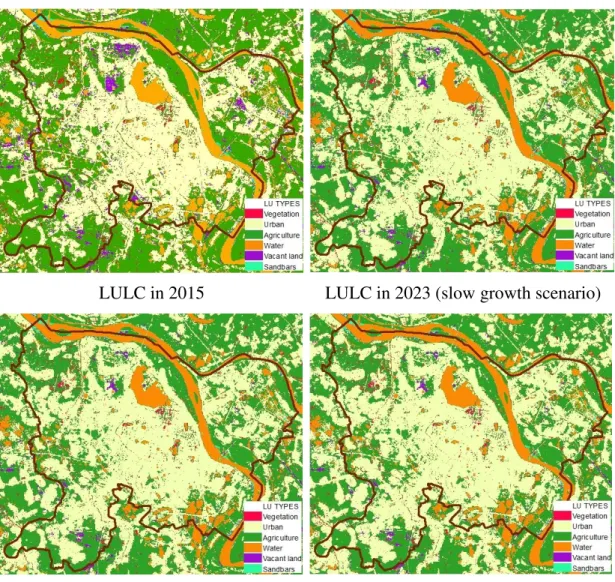 Figure 9: Current and predicted land use land cover in and around the study area 