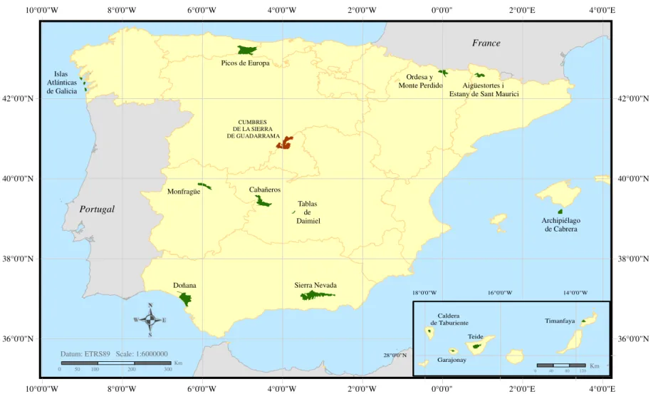 Figure 4. Map of the Network of Spanish National Parks. 