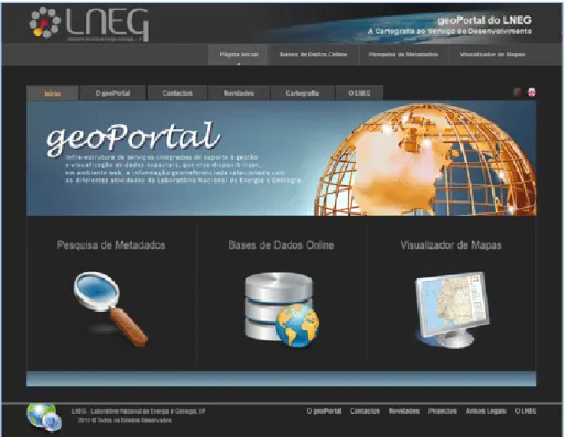 Figura 3  –  Interface do geoPortal do LNEG (http://geoportal.lneg.pt/). 