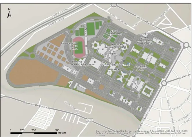 Figure 1: An overview map of the UJI Campus. 