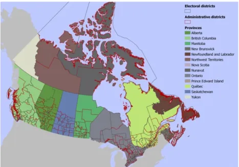 Figure 7. Administrative and electoral districts (Canada, 2011). 