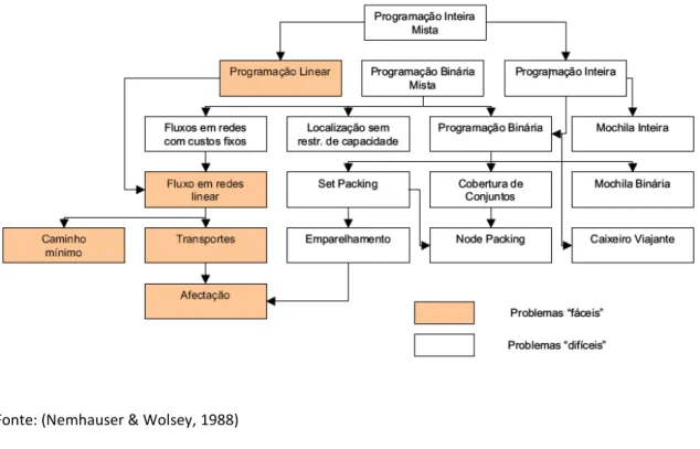 Figura 5. Hierarquia e classificação de diferentes problemas de optimização 