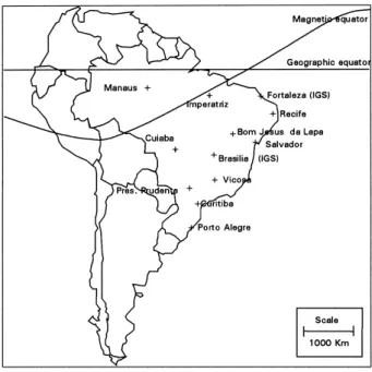 Fig. 1. RBMC stations - Brazil.