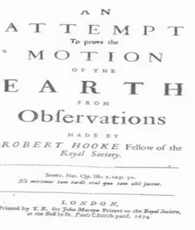Figura 5: Capa do Livro escrito por Robert Hooke, sobre gravitação. 