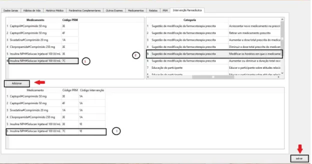 Figura 16 - Tela de Cadastro de Intervenção Farmacêutica a partir dos PRM  selecionados 