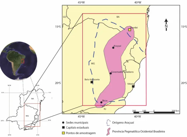 Figura 1.2: Mapa de localização do município de Itambé, onde foram coletadas as amostras de  monazita