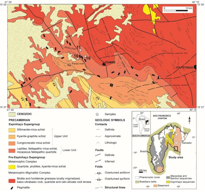 Figura 4.1: Location of the Itambé pegmatite district in relation to the Aracuaí belt - São Francisco Craton  (black  square)