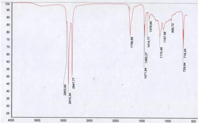 Figura  10:  Espectro  do  extrato  hexânico  da  polpa  dos  frutos  de  Syagrus  romanzoffiana  (SREH) obtido por espectrometria na região do infravermelho (Filme, cm -1 )