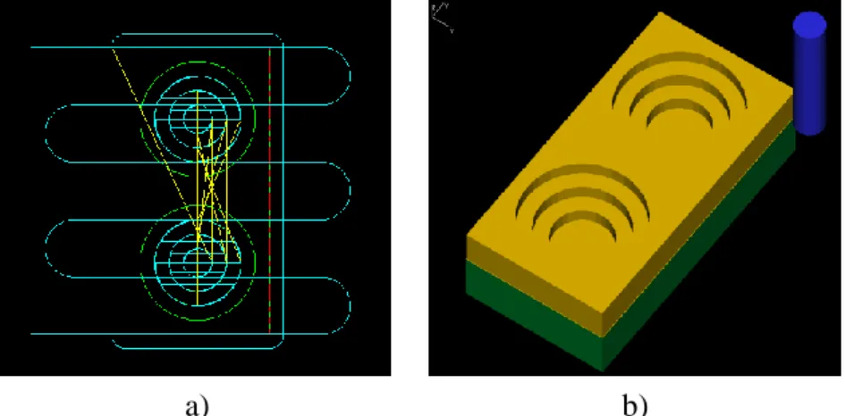 Figura 2-24: Simulação CAM e simulação CAD de uma peça de trabalho desenvolvida na  ESTGV a partir do software Mastercam