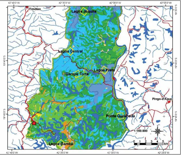FIGURA 1 — Mapa de localização dos plots (IMA) do Projeto TEAM Rio Doce, sobrepostos sobre o mapa de Vegetação de GILHUIS (1986)