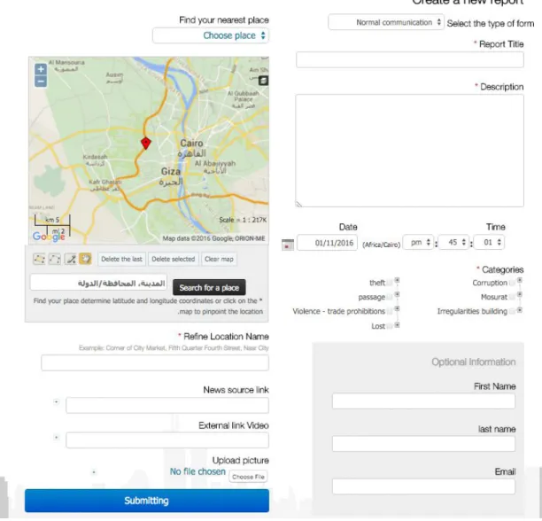 Figure 2.2: Recent screenshot for the online reporting form. 