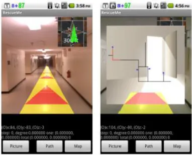 Figure  ‎ 2-1 RescueMe [12] AR application in 3D and 2D views 