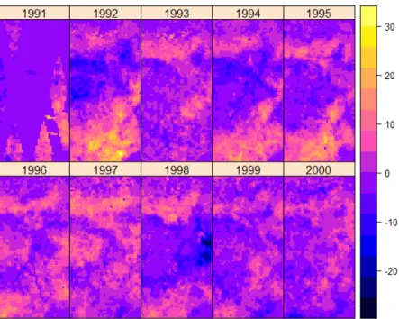 Figure 2-2 spatial time series of annualized Weighted Anomaly Weighted Anomaly Standardized soil water  index (WASWI)  