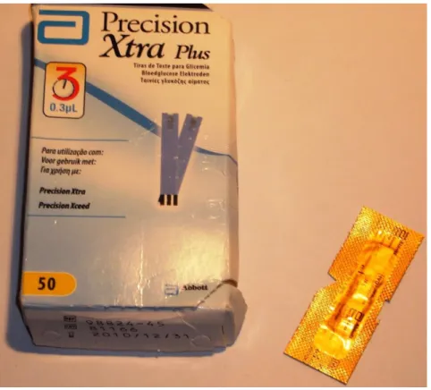 Figura 2. Tiras de teste Precision Xtra™ plus para glicemia 