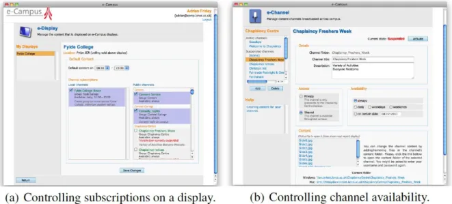 Figura 3- Imagens da interface de controle do cliente e do canal (CLINCH et al., 2011) 