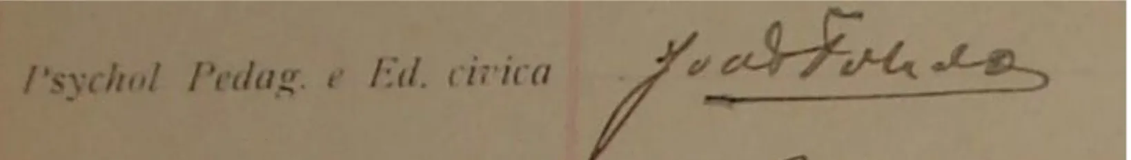Figura 8: Assinatura do Professor João Augusto de Toledo no Livro Ponto em 1915. 