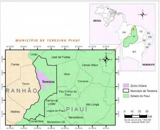 Figura 06: Localização geográfica de Teresina  Fonte: SEMPLAN, TERESINA – PI (2009). 
