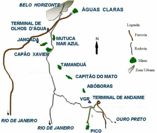 Figura 3.1 - Mapa de localização das minas (MBR, 2006)          