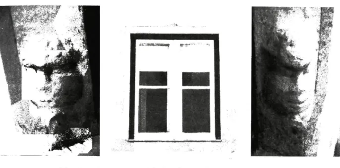 Fig. 7 - Aspecto geral da janela do 1- sobrado e detalhes  da decoração, com as faces de africano