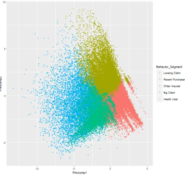 Figure 11 - Scatter plot of the first two principal components for the behavior segmentation 