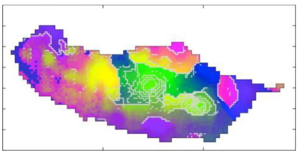 Fig. 18. Madeira Island. Cartographic representation using the 2D SOM model and considering the cut distance  on the 95th percentile