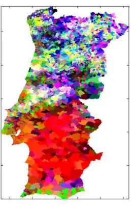 Fig. 22. 2009 Electoral results projected in the cartographic representation using only the 3D SOM output space  information