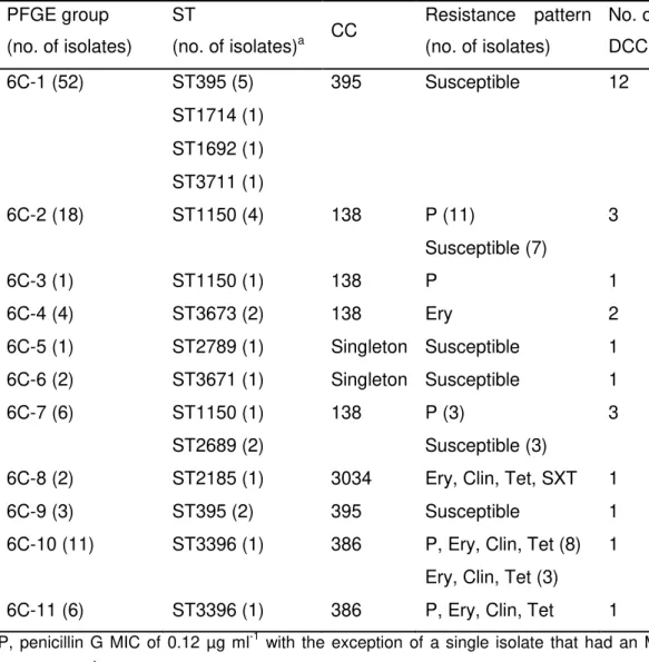TABLE 2. Characteristics of serotype 6C strains   PFGE group 