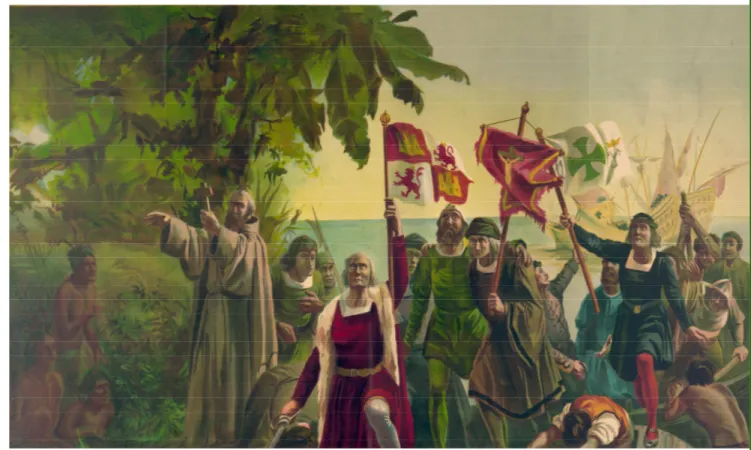 FIGURA 3: Representação da chegada de Cristóvão Colombo à América.  