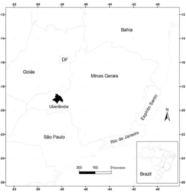 Fig. 2 - Study area with details of the localities on the banks of the Araguari River.