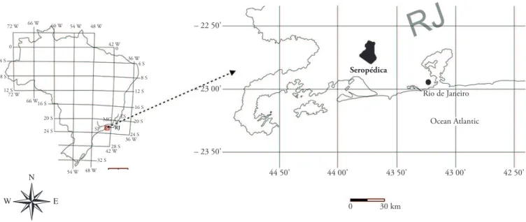 Figure 1. Location of the study area. Federal Rural University of Rio de Janeiro, Seropédica - RJ.