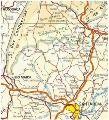 Ilustração 13 - Mapa da região a sul do maciço calcário estremenho. 