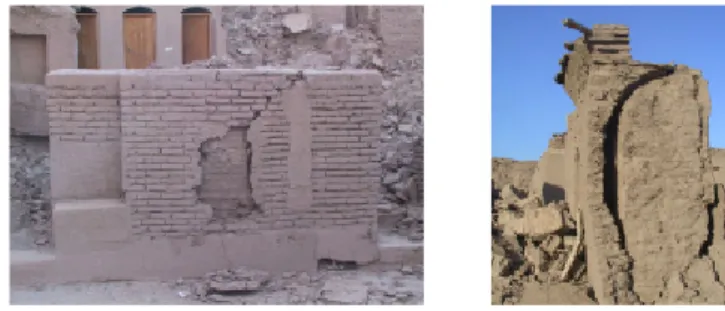Figura 7: Separação dos panos de paredes de adobe (sismo de Bam, no Irão, em 2003)[10]