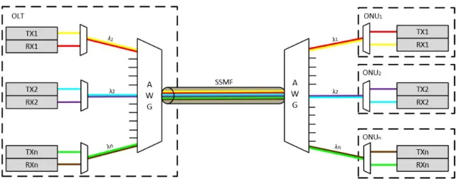 Figure 2.2: WDM PON architecture.