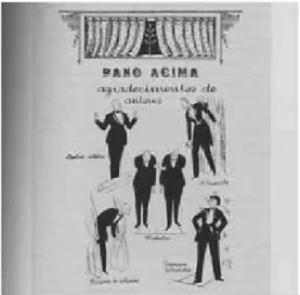 Figure 1. A caricature in the De Teatro magazine, showing how the playwright should show gratitude for  the applause after the première