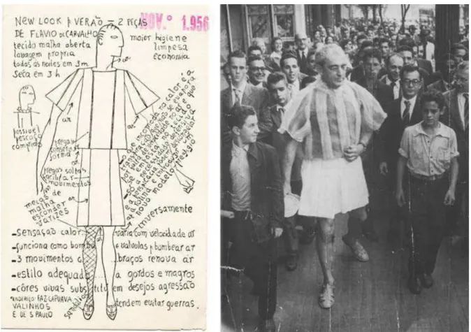 Figura 4 – Imagens de Flávio de Carvalho pelas ruas de São Paulo, durante a Experiência nº 3 – Foto  de  autoria desconhecida - 1956 