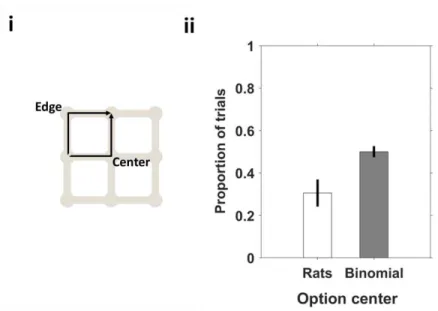 Figure 22 Animals avoid center paths. (i) Schematic drawing of an example start-goal pair where  one  of  the  shortest  path  options  required  going  through  the  center