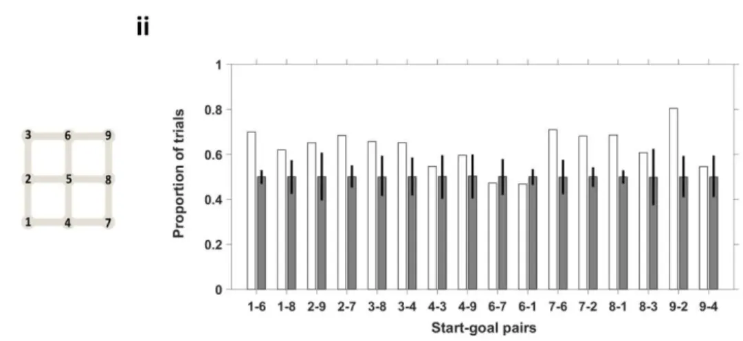 Figure  25  Rats  prefer  paths  that  go  through  the  center,  in  a  three  options  condition