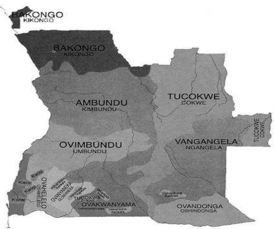 Figure 1: MAP GROUPS OF ANGOLA ethnolinguistic 