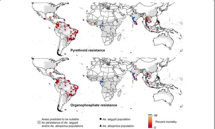 Fig. 3 Global distribution of insecticide resistance data in Aedes mosquitoes
