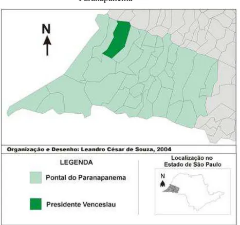 Figura 3: Localização do Município de Presidente Venceslau na região do Pontal do  Paranapanema 