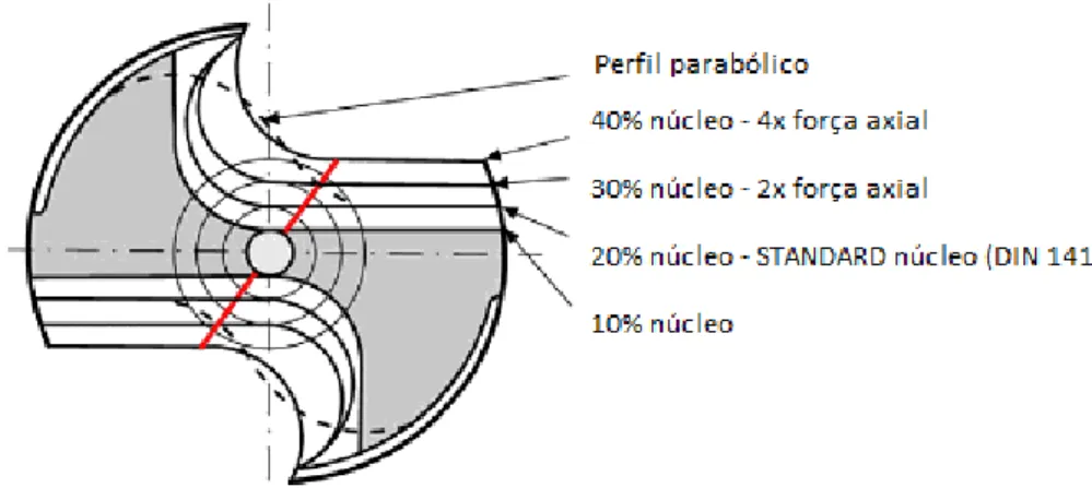 Figura 3.5 - Secção transversal de broca 
