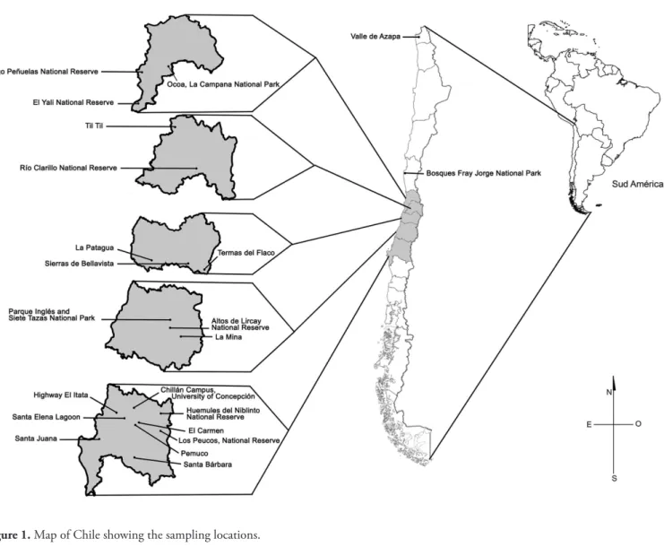 Figure 1. Map of Chile showing the sampling locations.