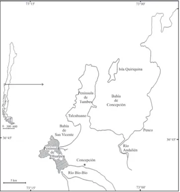 Fig. 1. Hualpén Peninsula map.