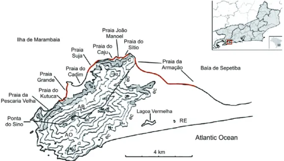 Fig. 1. Map of Ilha da Marambaia (Mangaratiba, RJ, Brazil); adapted from Pereira et al