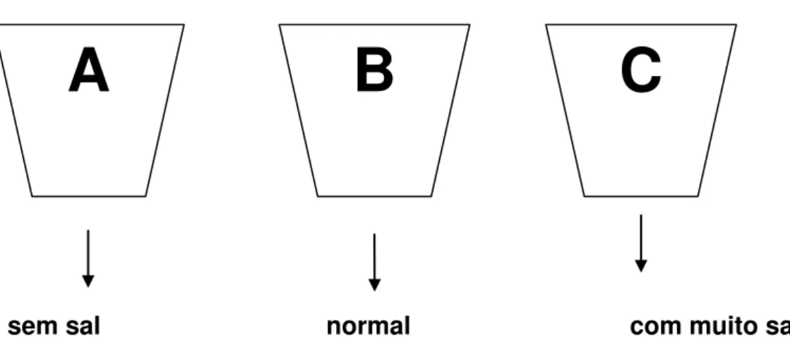 Figura 1. Teste Triangular com amostras do purê, preparado com leite e manteiga, após o cozimento das  batatas, de acordo com este esquema