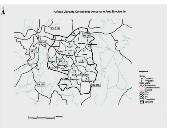 Figura 4 - Mapa da rede viária do concelho de Armamar  Fonte: Câmara Municipal de Armamar 