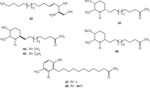 Figura 8. Esfingosina e alcalóides bioativos isolados de C. spectabilis