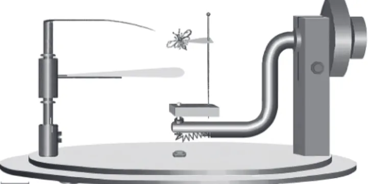 Fig. 2. Three-dimensional view of the manipulator. Scale line = 1 cm.