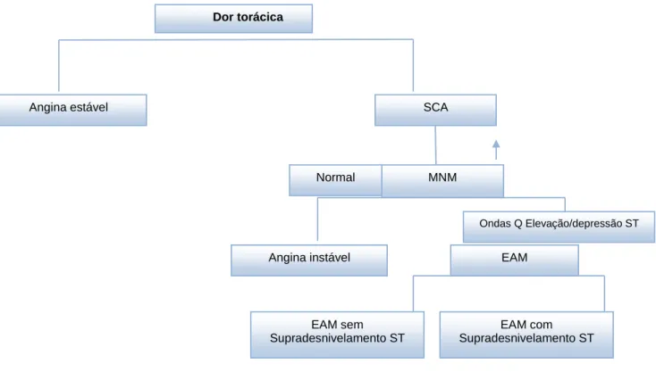 Figura 1: Diagnósticos diferenciais de dor torácica com características sugestivas de  isquemia/necrose miocárdica 